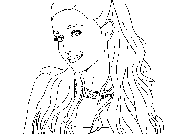 Disegno di Ariana Grande con il collare da Colorare