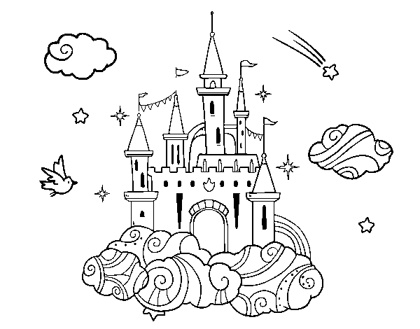 Disegno di Castello fra le nuvole da Colorare