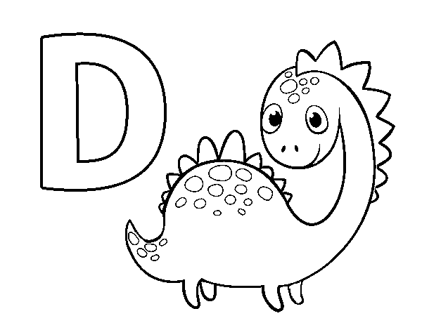 Disegno di D di Dinosauro da Colorare
