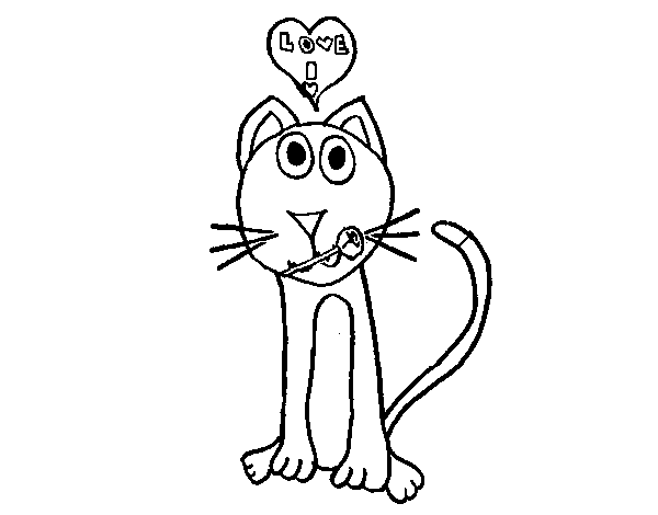 Disegno di Gatto innamorato da Colorare