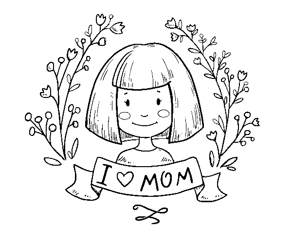 Disegno di I love mom da Colorare