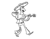 Disegno di Mariachi con la chitarra da colorare