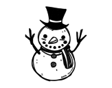 Disegno di Un pupazzo di neve con il cappello da colorare