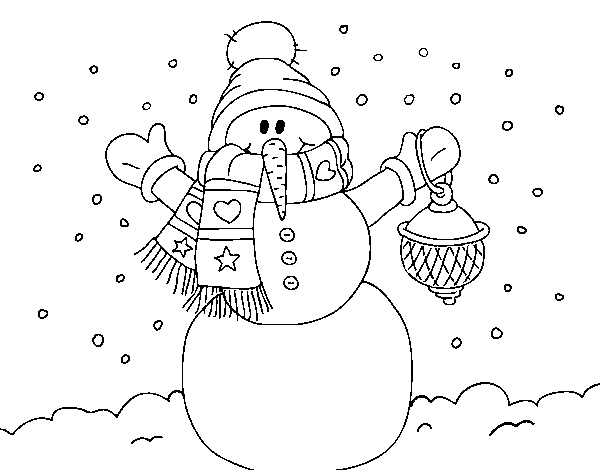Disegno di Un pupazzo di neve di Natale da Colorare