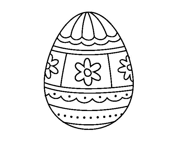 Disegno di Uovo di Pasqua con decorazioni da Colorare