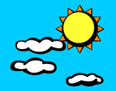 Disegno Sole con nuvole 2 pitturato su glorialaur