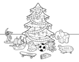 Disegno di Albero di Natale con giocattoli da colorare