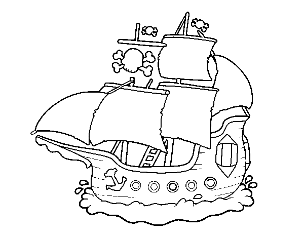 Disegno di Barca Pirata da Colorare