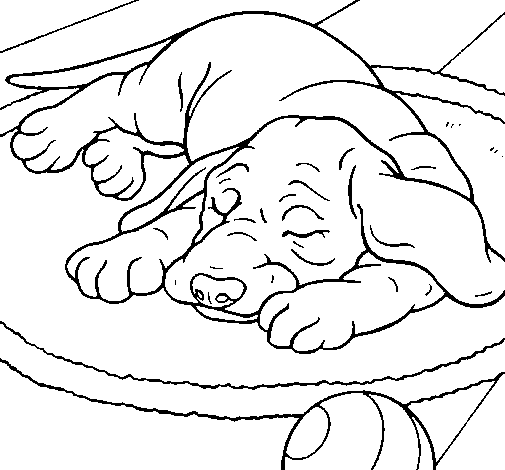Disegno di Cane addormentato  da Colorare