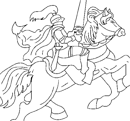 Disegno di Cavaliere a cavallo da Colorare