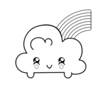 Dibujo de Cloud con arcobaleno Kawaii