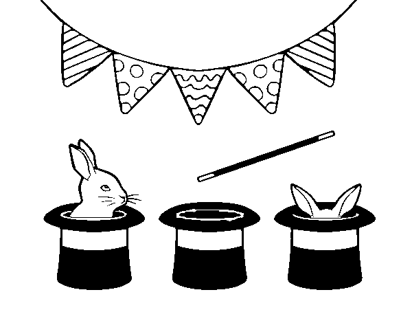 Disegno di Conigli e cappelli da Colorare