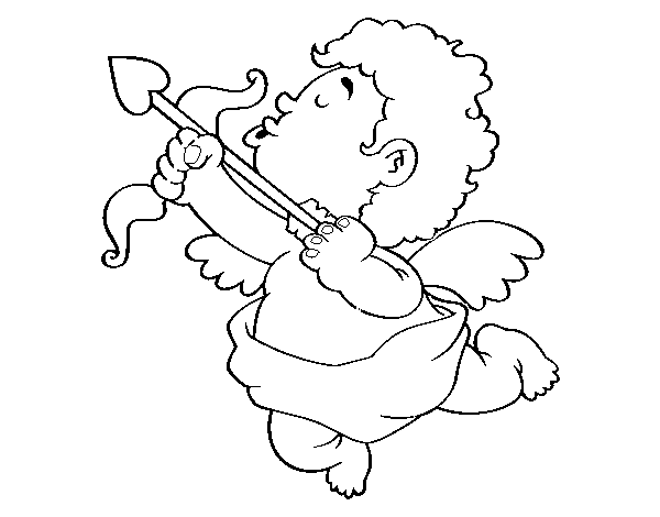 Disegno di Cupido con la sua freccia da Colorare