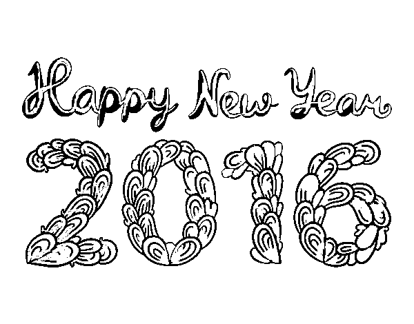 Disegno di Happy New Year 2016 da Colorare