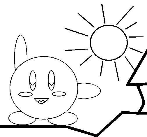 Disegno di Kirby in una giornata soleggiata da Colorare
