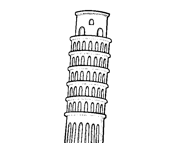 Disegno di La Torre pendente di Pisa da Colorare