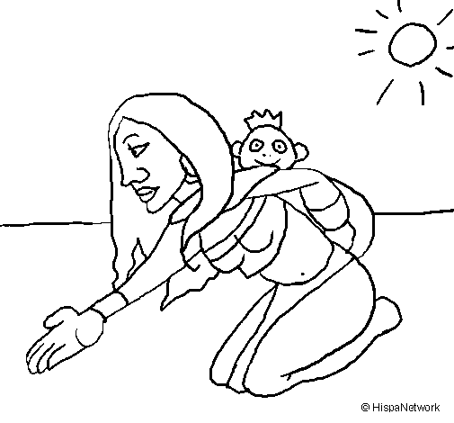 Disegno di Madre e figlia Itzá da Colorare