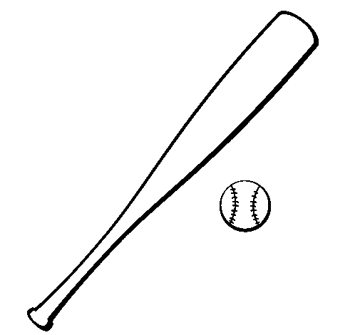Disegno di Mazza da baseball e Pallina  da Colorare