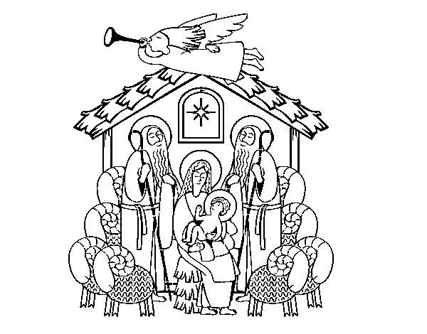 Disegno di Nascita di Gesù da Colorare