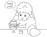 Disegno di Piccole pecore colorare le uova di Pasqua da colorare