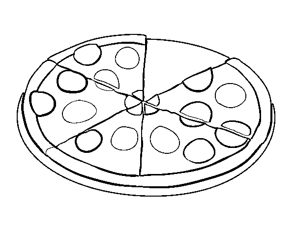 Disegno di Pizza da pepperoni da Colorare