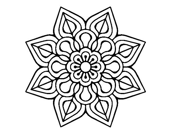 Disegno di Semplice fiore mandala da Colorare