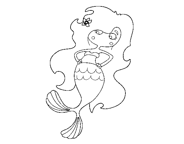 Disegno di Sirena con le braccia in Cardera da Colorare
