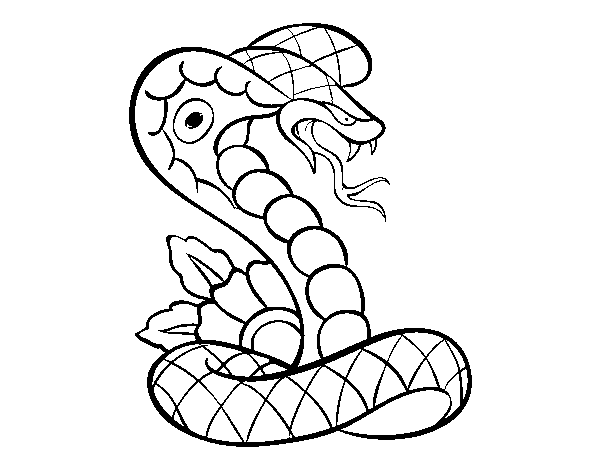 Disegno di Tatuaggio di cobra da Colorare
