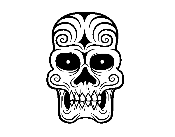 Disegno di Teschio azteca da Colorare