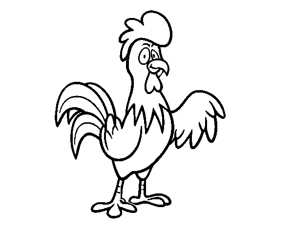 Disegno di Un gallo ruspante da Colorare