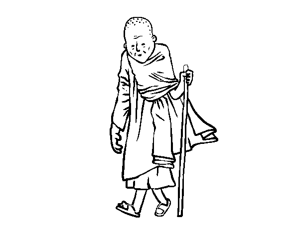 Disegno di Un monaco buddista da Colorare