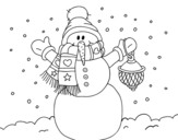 Disegno di Un pupazzo di neve di Natale da colorare
