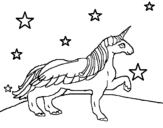 Disegno di Unicorno guardando le stelle da colorare